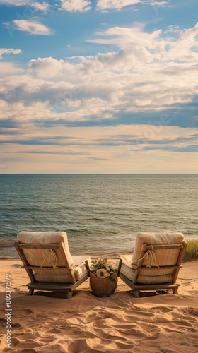 Seaside Relaxation, Soft light, Leading lines, Tranquility, Lounge chair © Dmitriy