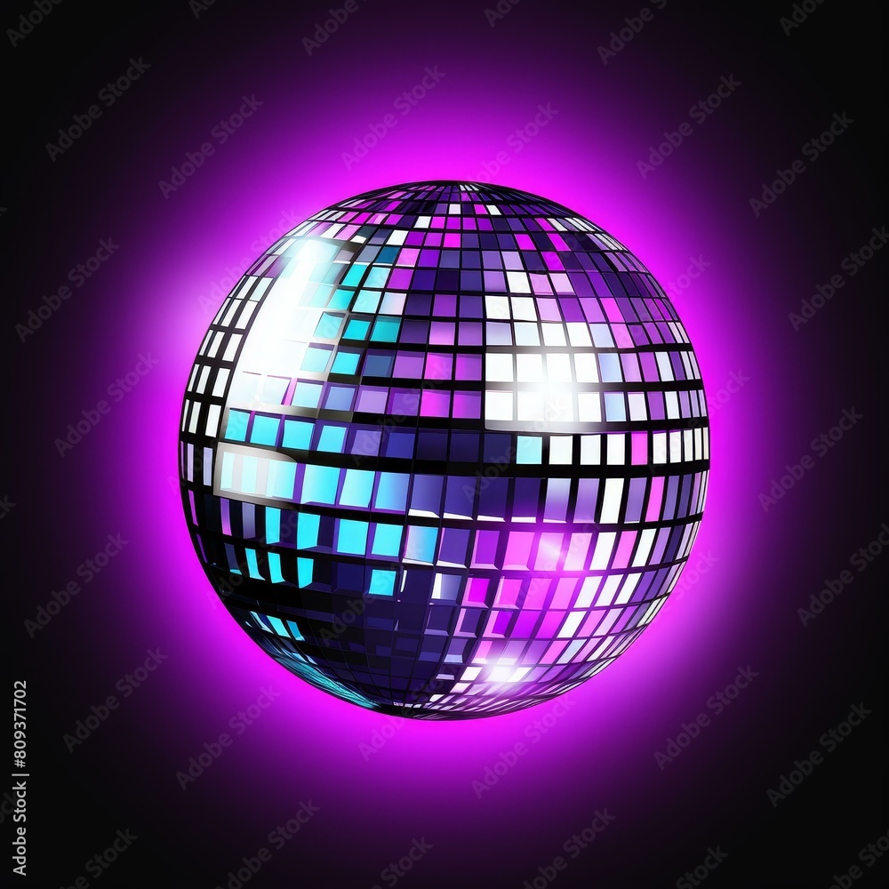 Shiny disco ball vector icon silhouetted against a white background, Ai Generated