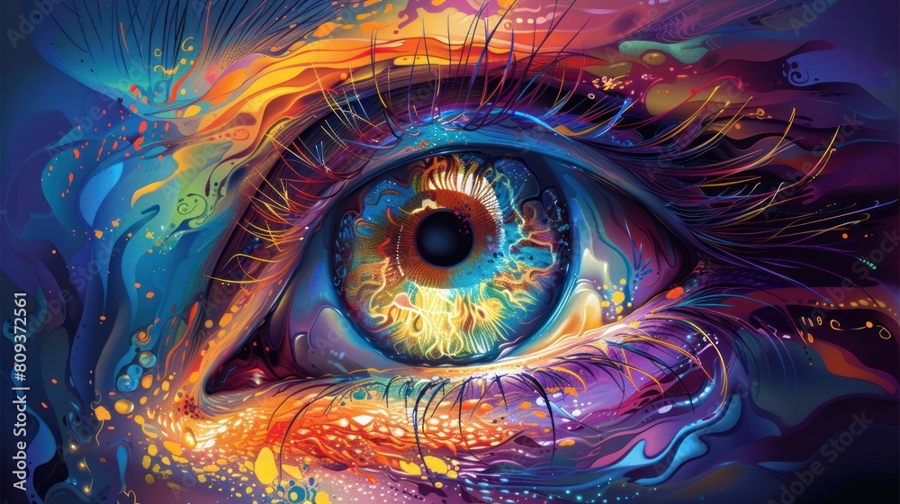 Naklejka premium Psychedelic Eye in Vibrant Colors