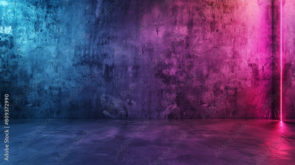 Abstract empty room with concrete wall, neon light, pink and blue colors, 3d rendering. Abstract empty room with concrete wall, neon light, pink and blue colors, 3d rendering.