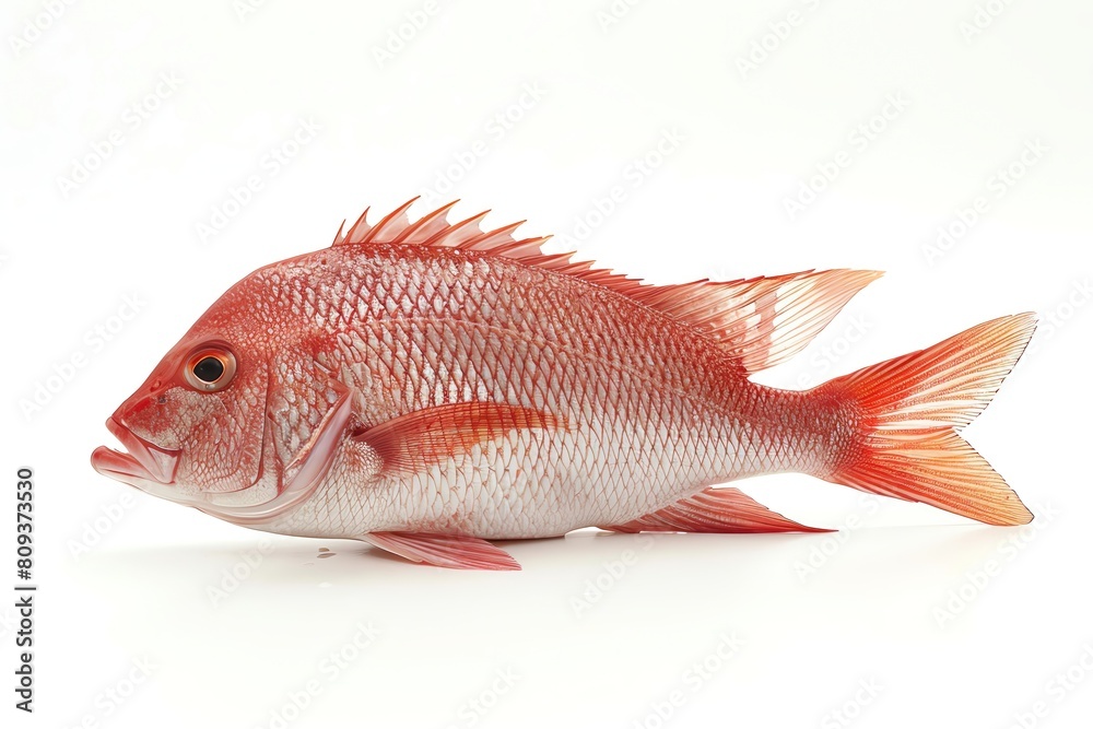 A snapper fish, side view, isolated on a white background A snapper fish, side view, isolated on a white background