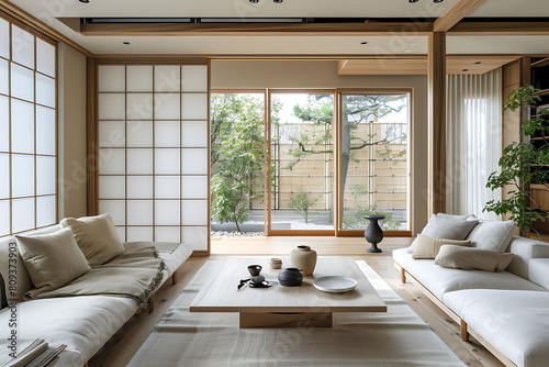 understated elegance of a Japandi inspired living room  a sanctuary of modern simplicity