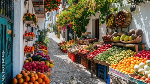 Sunny Spanish Street Market: Locally Grown Fruits & Vegetables from Small Farmers photo