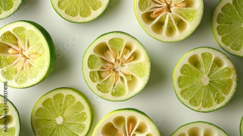 fresh pomelo on isolated background with sliced lemons and limes photo