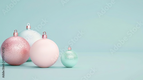 Minimalist Christmas Ornaments Background in Festive Pastels for Social Media Post, Side View