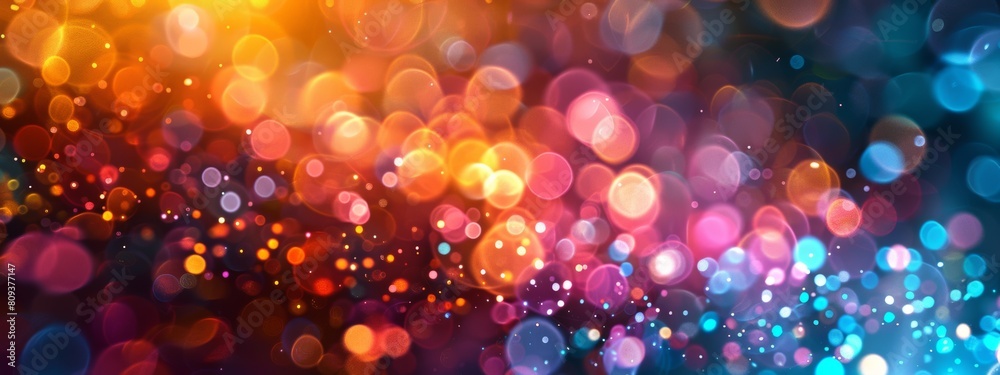A vibrant explosion of colors and shapes, rendered in a soft bokeh style, creating a visually captivating and abstract composition.
