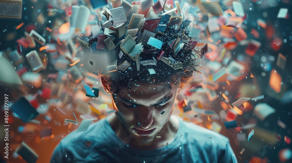 Overload Brain Exploding Image Information Overload: Young Human Brain Explodes with Media and Social ...