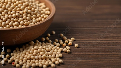 closeup grain of healthy soya bean with copyspace