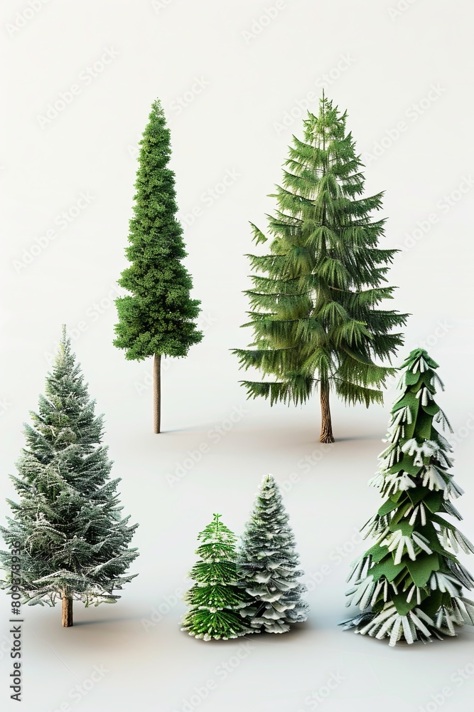 Fototapeta premium Festive stop-motion animation featuring realistic Greek plant Christmas trees
