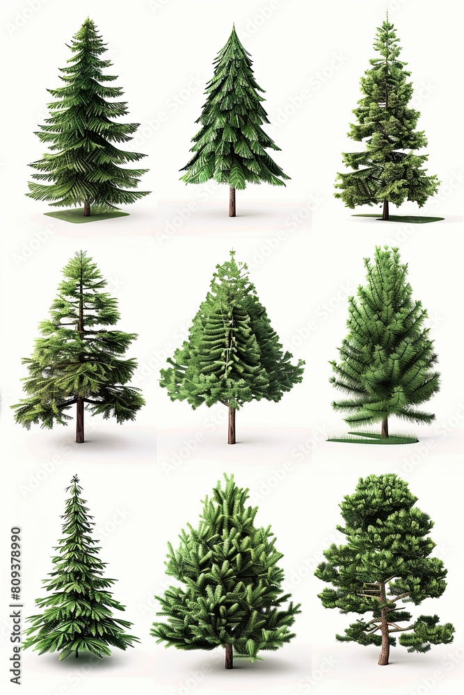 Stop-motion animation of Greek plant Christmas trees, realistic and festive