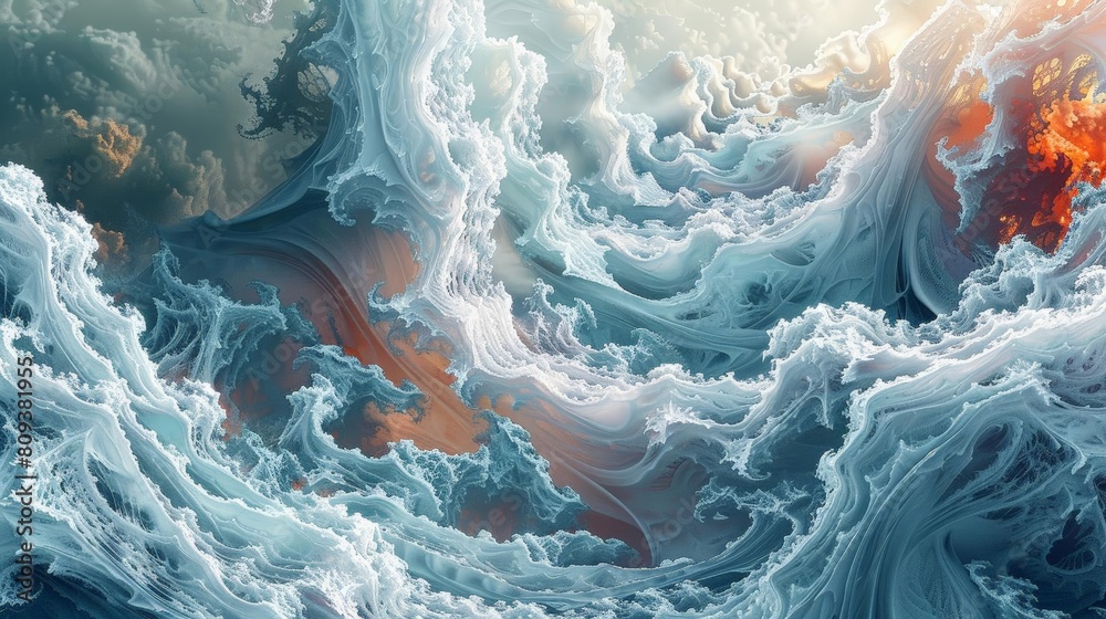 a stunning aerial view of ocean waves crashing against a rocky shoreline, with a clear blue sky overhead and a distant island visible in the distance a stunning aerial view of ocean waves crashing against a rocky shoreline, with a clear blue sky overhead and a distant island visible in the distance