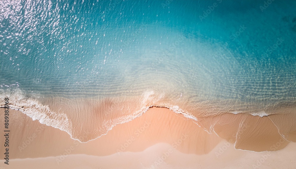abstract sand beach from above with light blue transparent water wave and sun lights summer vacation background concept banner with copy space natural beauty spa outdoors
