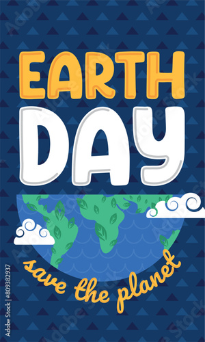 Geometric earth day card Vector illustration