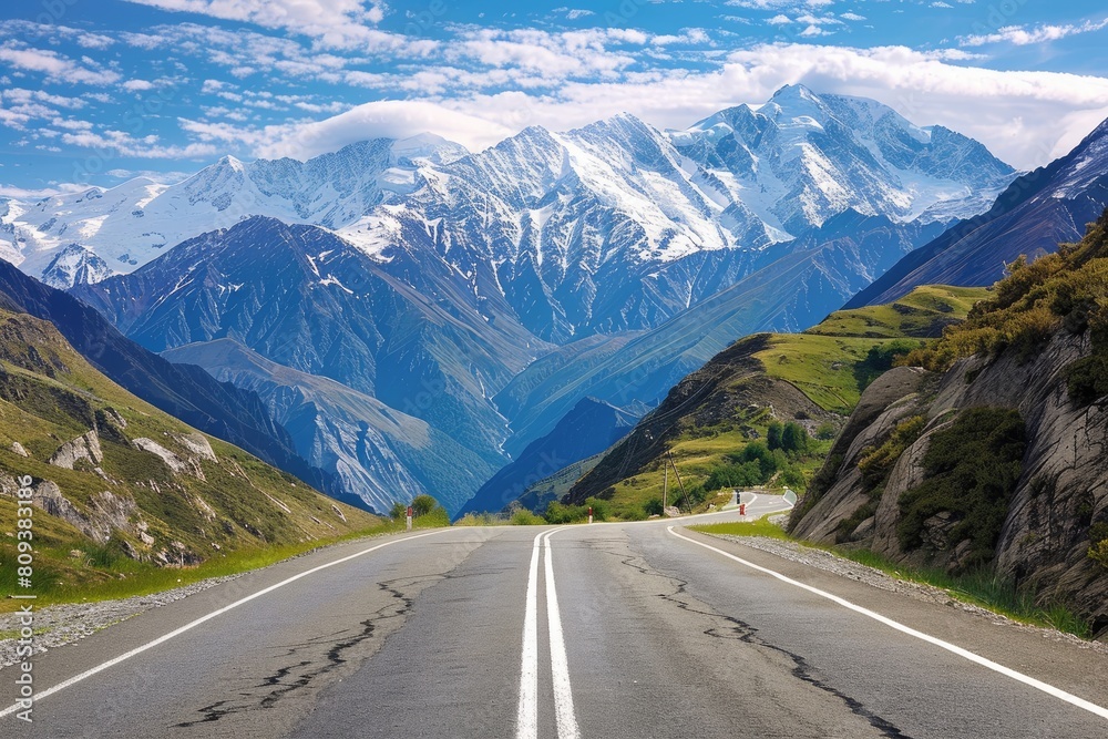 Naklejka premium Endless mountain roads winding through rugged peaks and vast valleys.