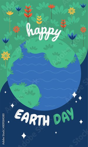 Geometric earth day card Vector illustration