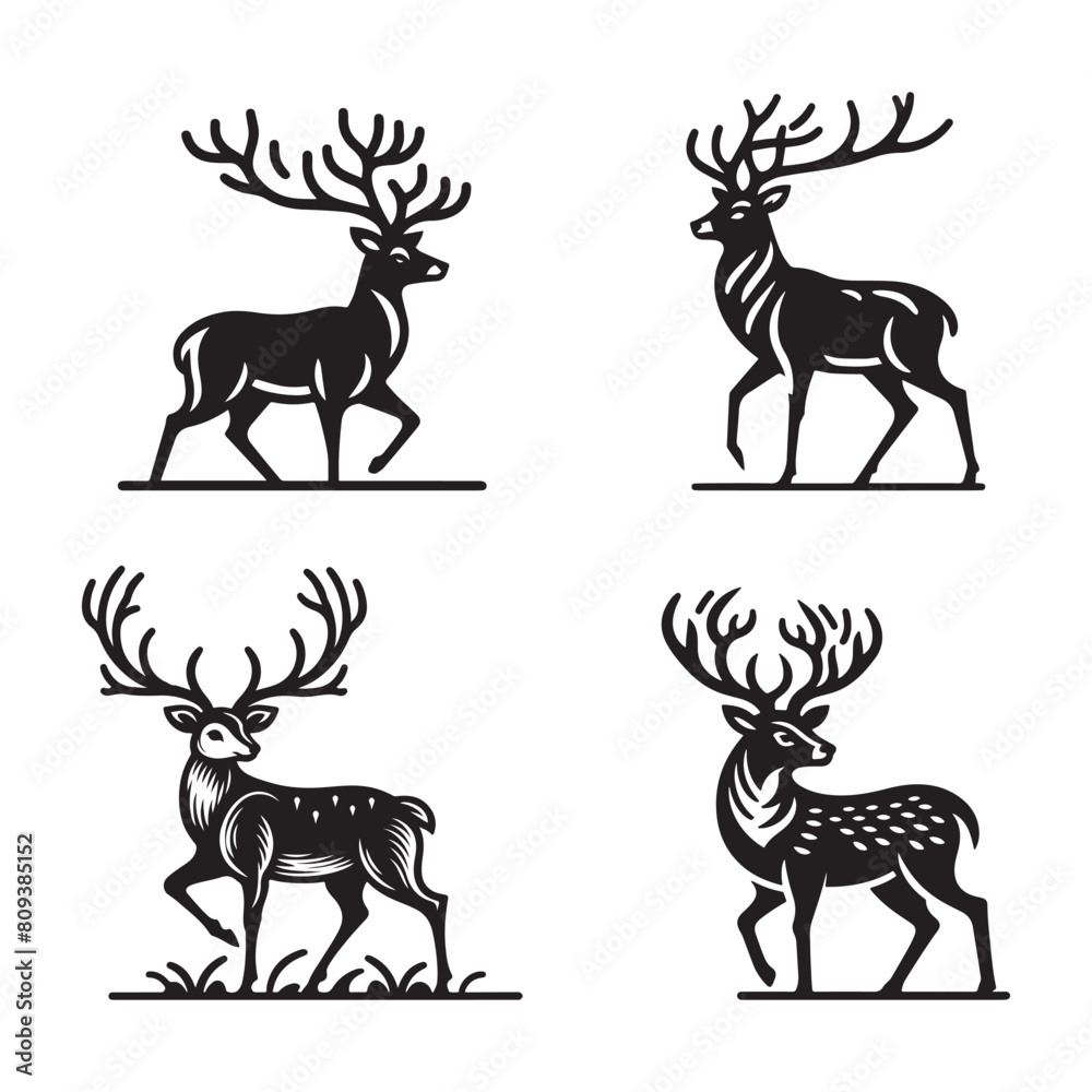 Fototapeta premium Deer flat vector illustration.