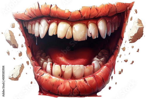 a mouth with teeth and teeth missing and a lot of blood on the floor, transparent background png