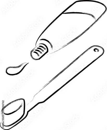 筆書き単品アイコン　歯ブラシ