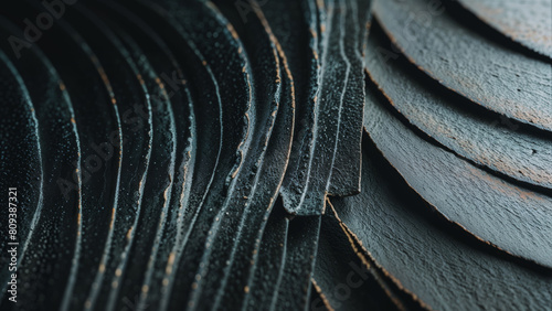 Thin sheet metal layers with rough surface texture and wear and tear damage on edges with slight rusty erosion.