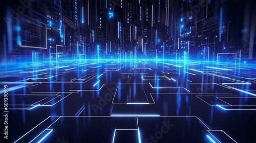 Abstract modern AI futuristic technology neon light effect network digital Connections data design background