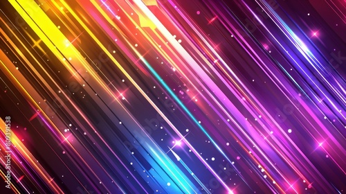 Neon shiny color lines background. Abstract colorful web template Geometric modern technology concept.