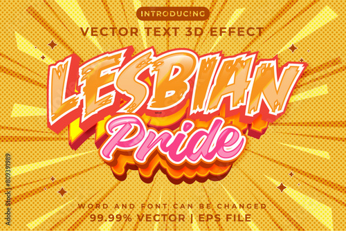 Editable 3D text effect -  lesbian pride 3D text effect template