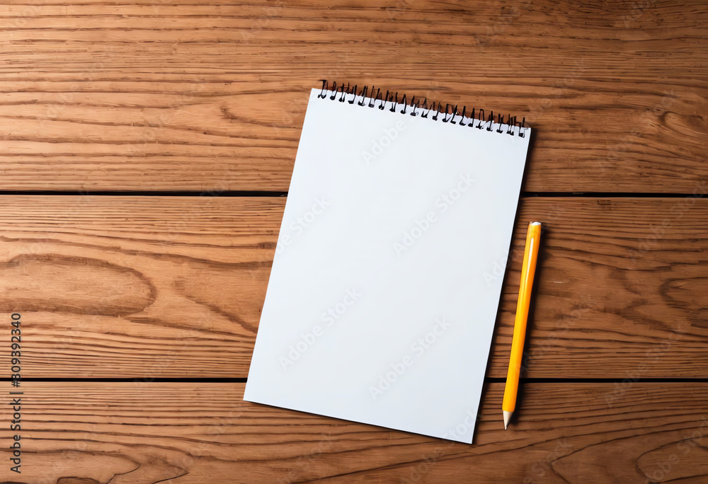 copy space white blank note book with yellow pen copy space white blank note book with yellow pen