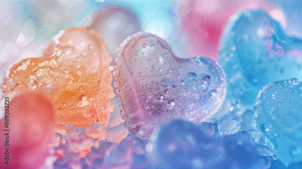 Colorful Hearts Ice Background