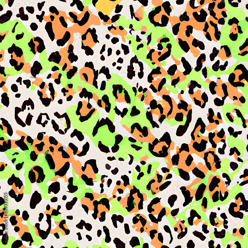 Colorful leopard print seamless pattern. Leopard skin texture