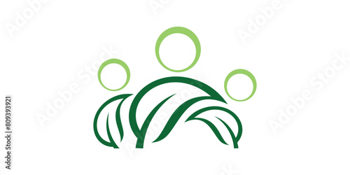 logo design combination of people and leaves, community, team, partner, unity, logo design template, symbol, icon, vector, idea, creative.