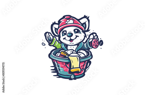 Animal wash vector illustration flat design logo
