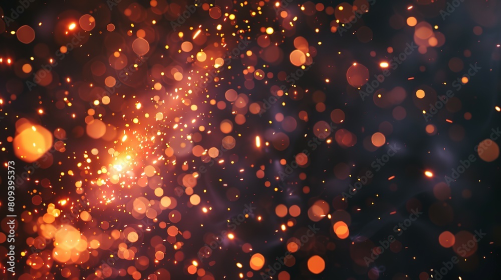 Fototapeta premium Witness the Mesmerizing Close-up of a Sparker's Ignition, Emitting a Shower of Vibrant Fiery Particles Across a Dark Stage, Evoking a Sense of Wonder and Excitement