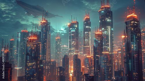 abstract futuristic city. beautiful city images concept. photo