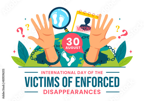 International Day of the Victims of Enforced Disappearances Vector Illustration on August 30 with Missing Person or Lost People in Flat Background