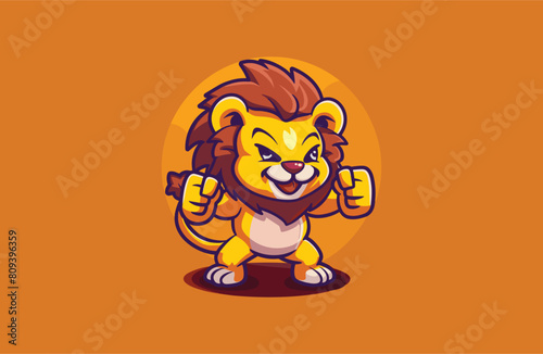 Lion vector illustration flat design logo