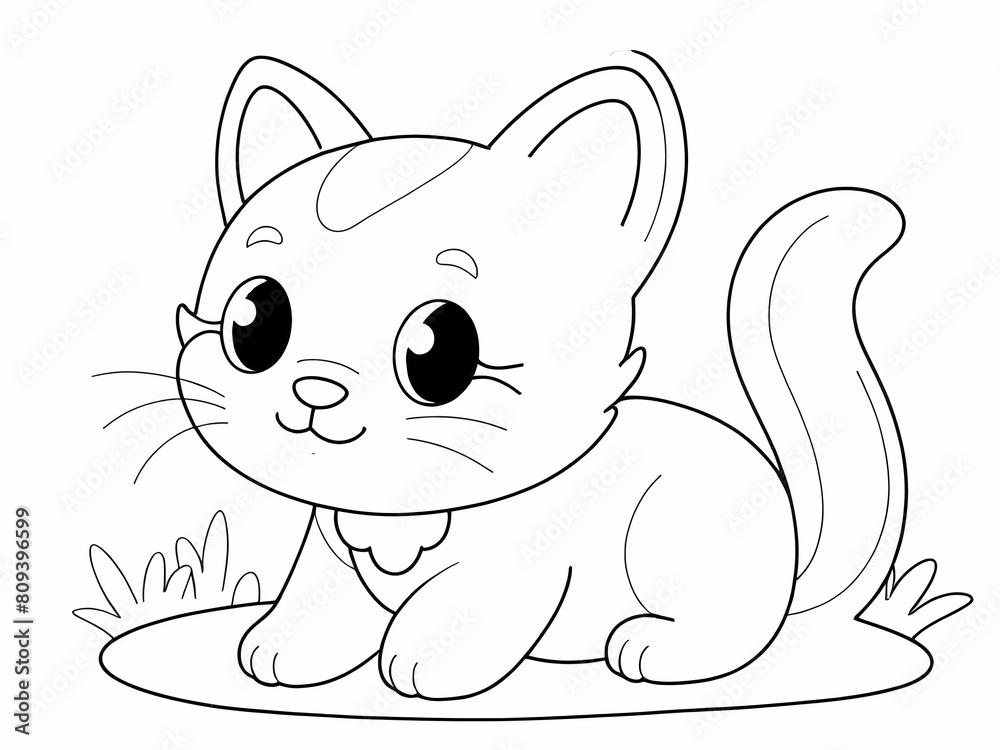 Cute kitten drawing coloring book