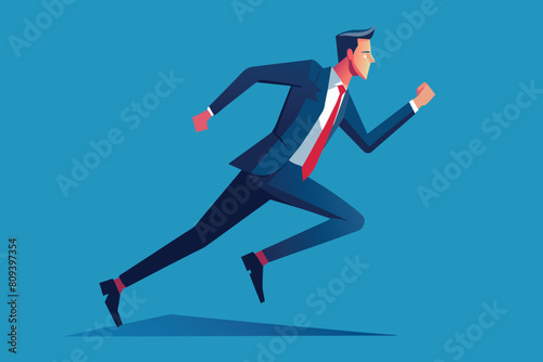 Animated man in a suit dashes forward with determination