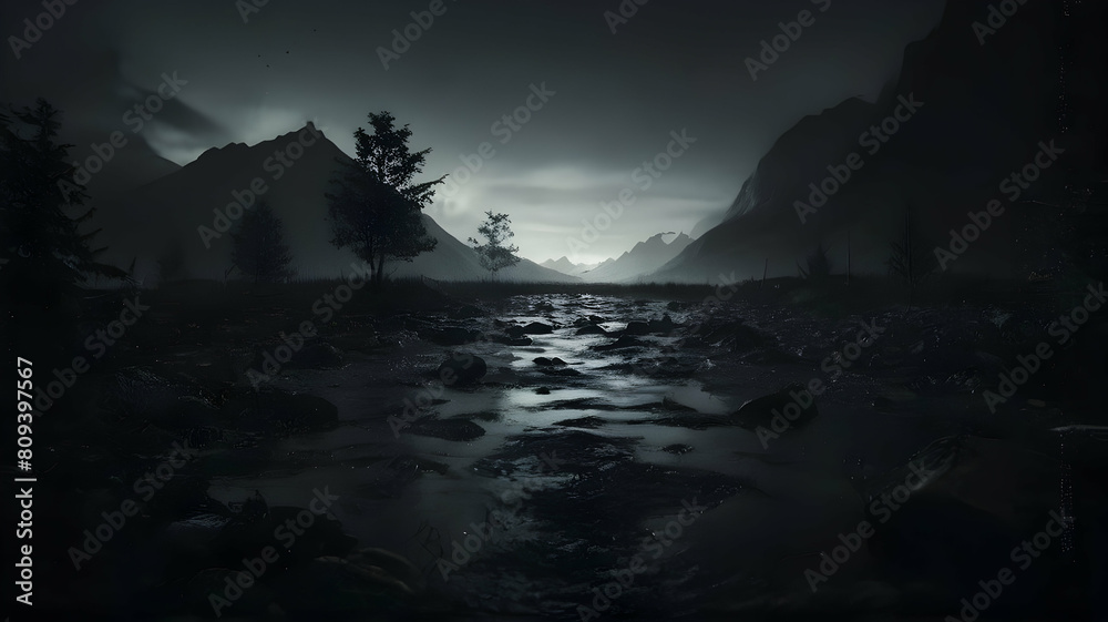 Obraz premium Dramatic noir dark nature landscape