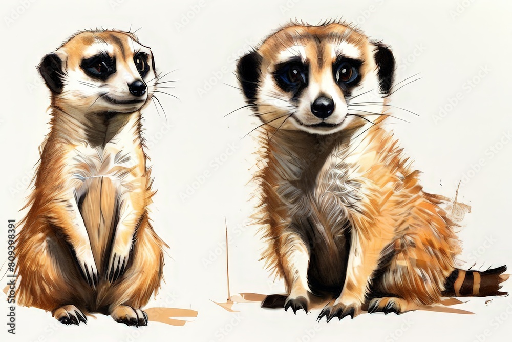 Meerkat cute on a white background, vector illustration Meerkat cute on a white background, vector illustration