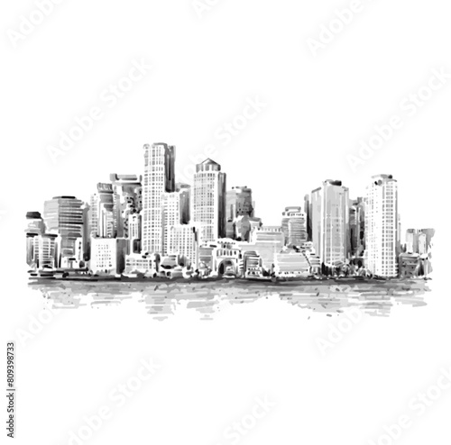 Drawing background of Boston skyline 
