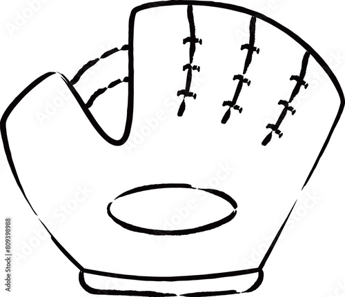筆書きスポーツ用品イラスト　野球グローブ　ミット