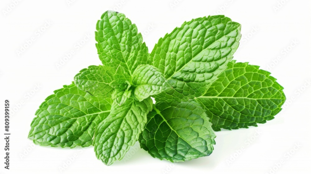 Mint leaves fresh green aromatic scent isolated white background Mint leaves fresh green aromatic scent isolated white background