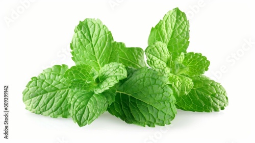 Mint leaves fresh green aromatic scent isolated white background