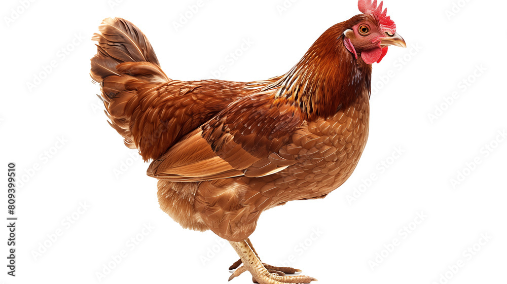 Fototapeta premium portrait of chicken isolated on transparent background, chicken cut out 