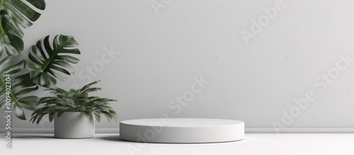 podium with white wall background