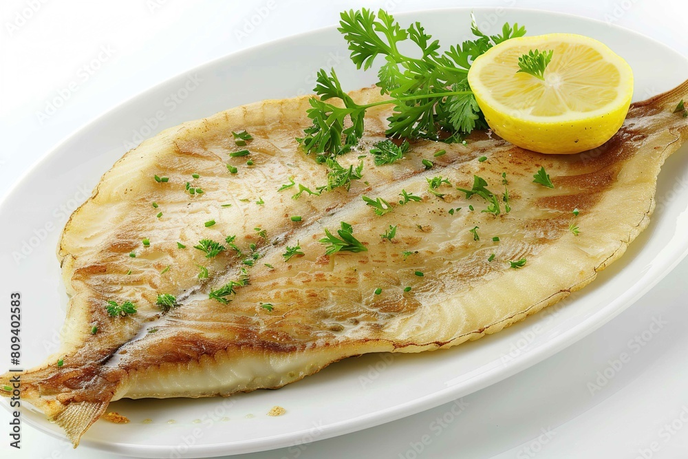 Sole meunière isolated on white Sole meunière isolated on white