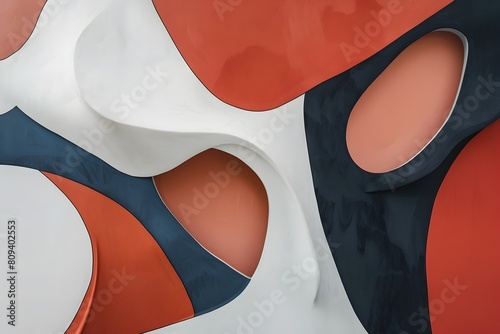 Organic Forms in Fluid Motion Abstract Minimalist Composition with Contrasting Colors