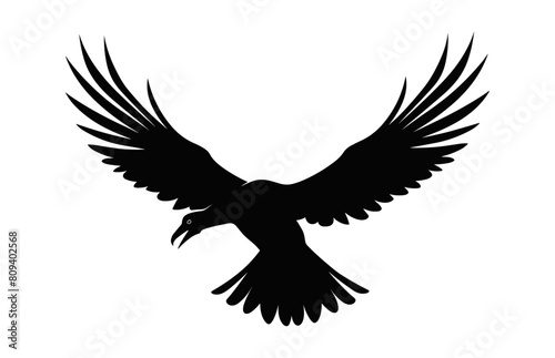 Flying Big Bird Silhouette Vector art, A Flying Bird black Silhouette Clipart