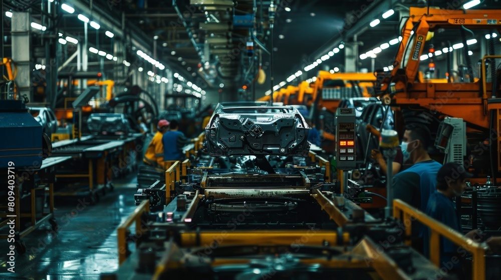 Amidst the hum of machinery and the clatter of tools, workers in the factory move with purpose and efficiency, each contributing their skills to the production process. Amidst the hum of machinery and the clatter of tools, workers in the factory move with purpose and efficiency, each contributing their skills to the production process.