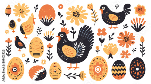 Happy easter egg hand drawn seamless pattern gouache illustration seasonal funny, cute, colorful